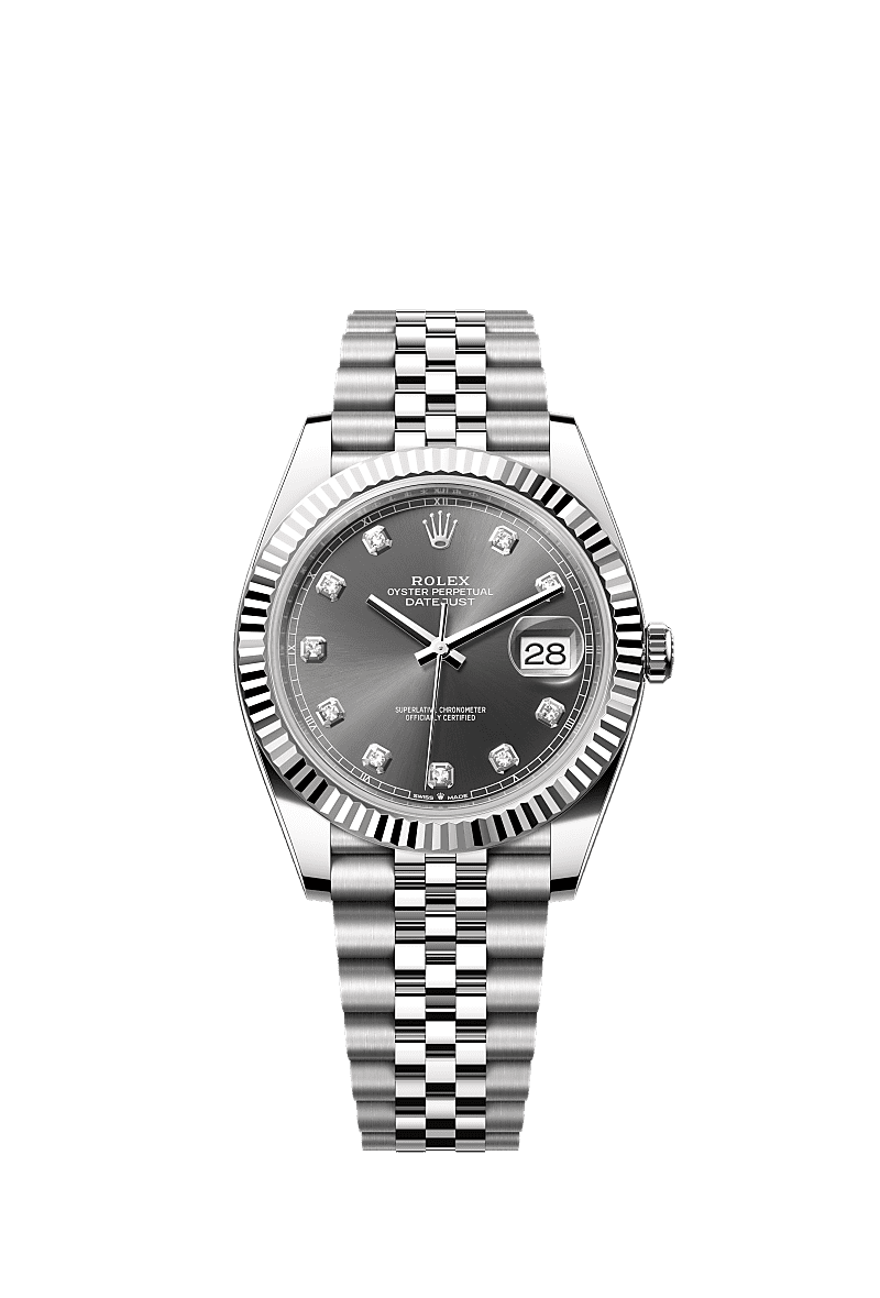 Rolex Datejust 41 Stainless Steel Fluted / Jubilee / Dark Rhodium - Diamond — Ref. 126334