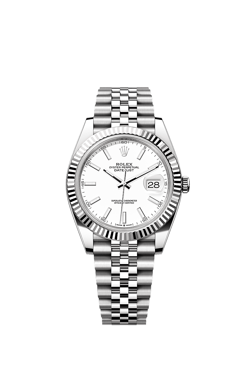 Rolex Datejust 41 Stainless Steel Fluted / Jubilee / White — Ref. 126334