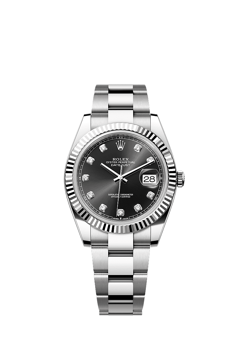 Rolex Datejust 41 Stainless Steel Fluted / Oyster / Black - Diamond — Ref. 126334