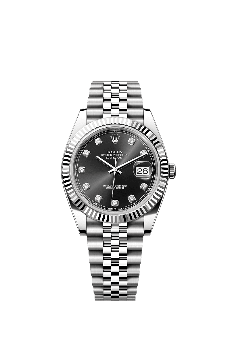 Rolex Datejust 41 Stainless Steel Fluted / Jubilee / Black - Diamond — Ref. 126334