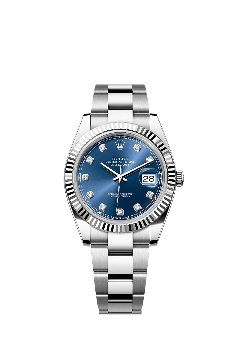 Rolex Datejust 41 Stainless Steel Fluted / Oyster / Blue - Diamond — Ref. 126334