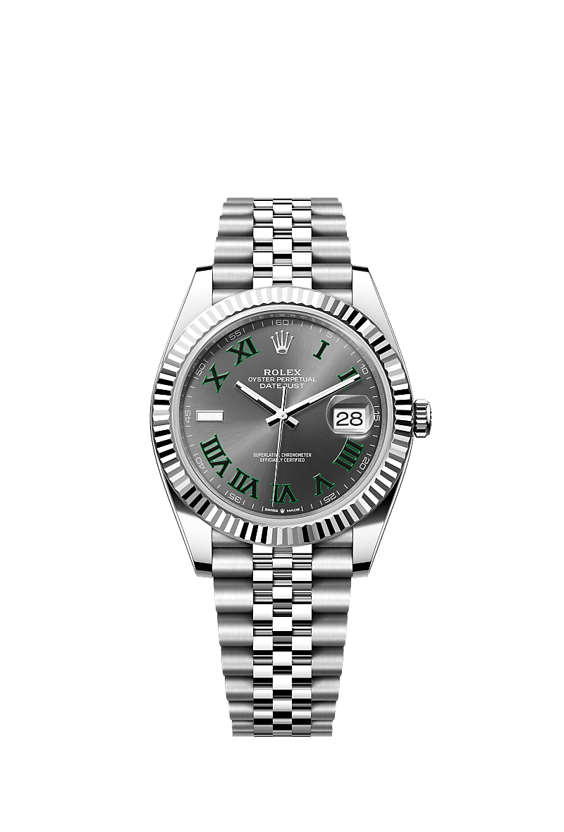 Rolex (Wimbledon) Datejust 41 Stainless Steel Fluted / Slate - Roman / Jubilee — Ref. 126334