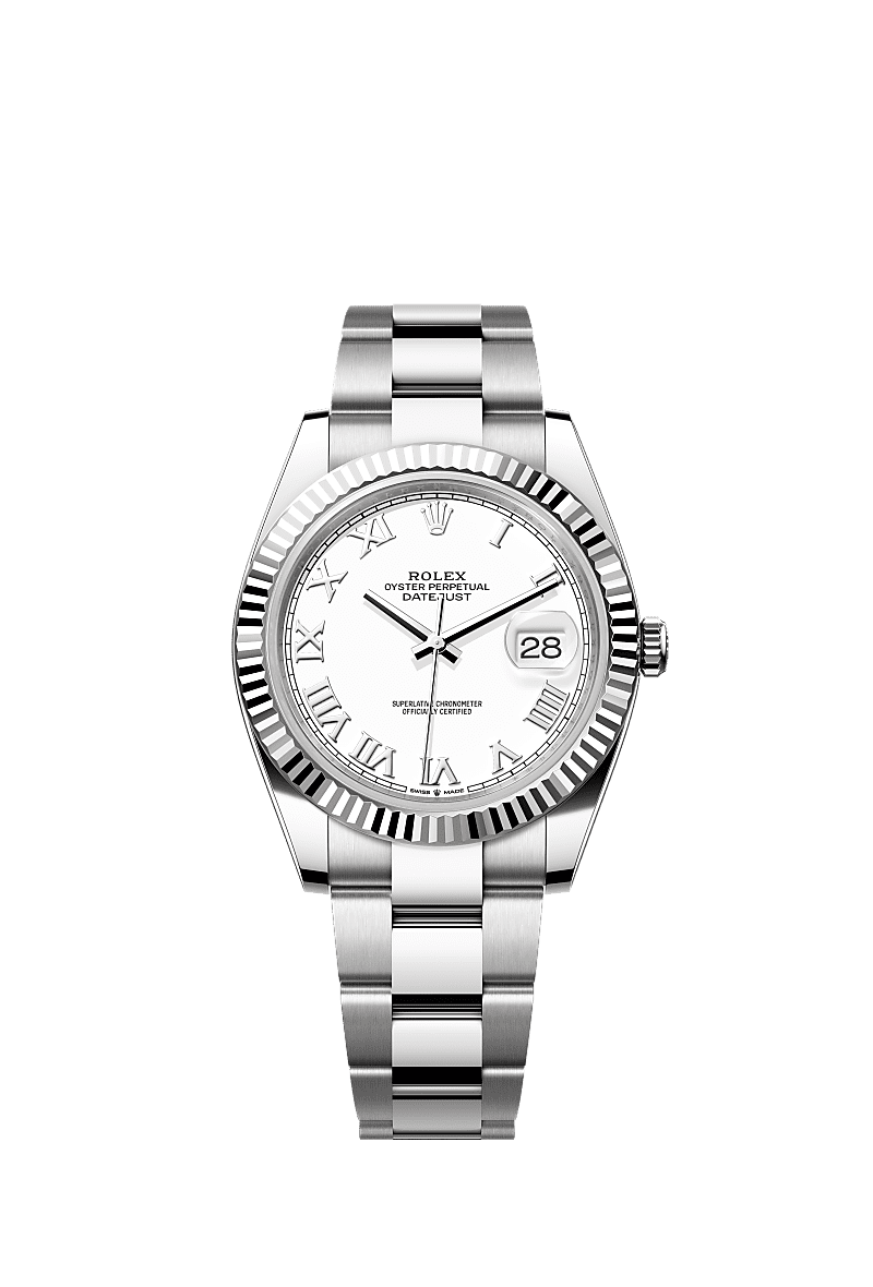 Rolex Datejust 41 Stainless Steel Fluted / White - Roman / Oyster — Ref. 126334