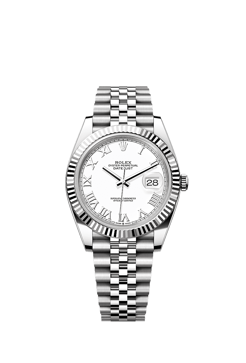 Rolex Datejust 41 Stainless Steel Fluted / White - Roman / Jubilee — Ref. 126334