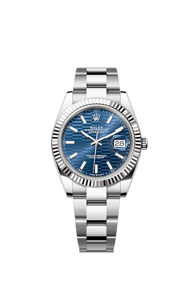 Rolex Datejust 41 Stainless Steel Fluted / Oyster / Blue Motif — Ref. 126334