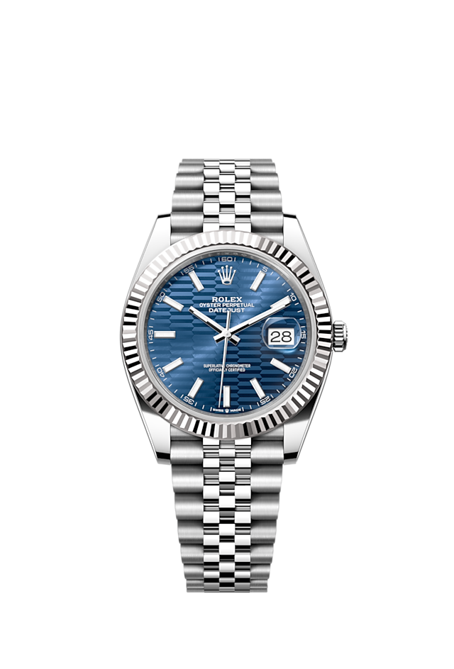 Rolex Datejust 41 Stainless Steel Fluted / Jubilee / Blue Motif — Ref. 126334