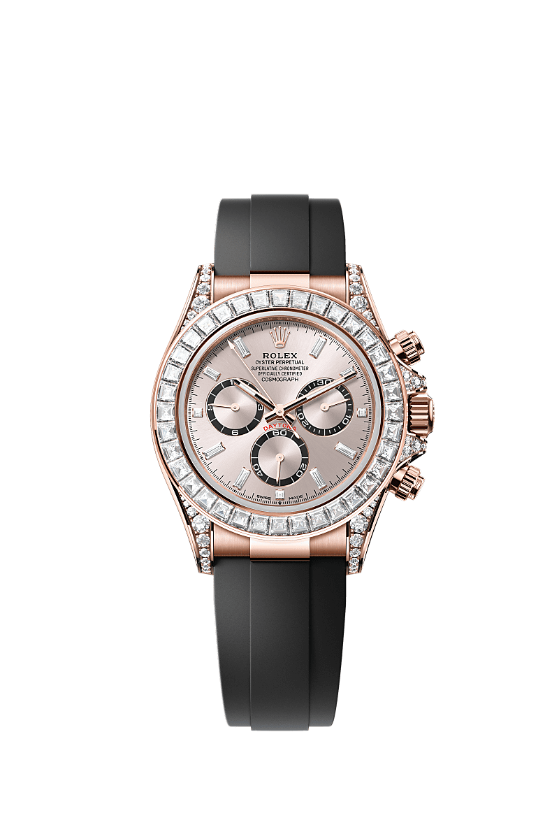 Rolex - Cosmograph Daytona Everose Gold - Baguette / Sundust - Baguette / Oysterflex — Ref. 126535TBR