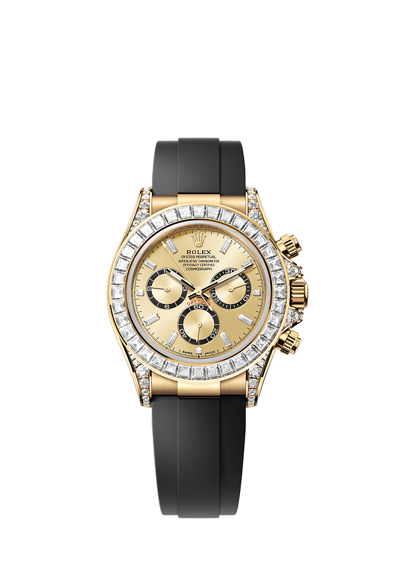 Rolex - Cosmograph Daytona Yellow Gold - Baguette / Champagne - Baguette / Oysterflex — Ref. 126538TBR