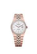 Rolex - Land-Dweller 36 Everose Baguette / White / Flat Jubilee — Ref. 127285TBR