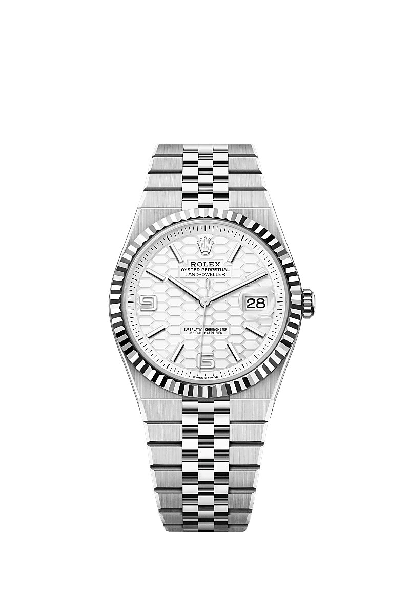 Rolex - Land-Dweller 40 Land-Dweller 36 Oystersteel White Gold / White / Flat Jubilee — Ref. 127334