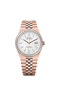 Rolex - Land-Dweller 40 Everose Baguette / White / Flat Jubilee — Ref. 127385TBR