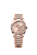 Rolex Day-Date 36 Everose Gold / Fluted / Rose-Diamond / President — Ref. 128235
