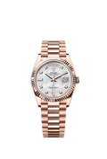 Rolex Day-Date 36 Everose Gold / Fluted / MOP-Diamond / President — Ref. 128235