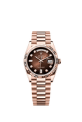 Rolex Day-Date 36 Everose Gold / Fluted / Brown Ombre-Diamond / President — Ref. 128235