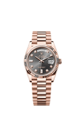 Rolex Day-Date 36 Everose Gold / Fluted / Slate - Diamond / President — Ref. 128235