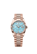Rolex Day-Date 36 Everose Gold - Fluted / Turquoise / President — Ref. 128235