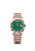 Rolex Day-Date 36 Everose Gold - Fluted / Green Aventurine / President — Ref. 128235
