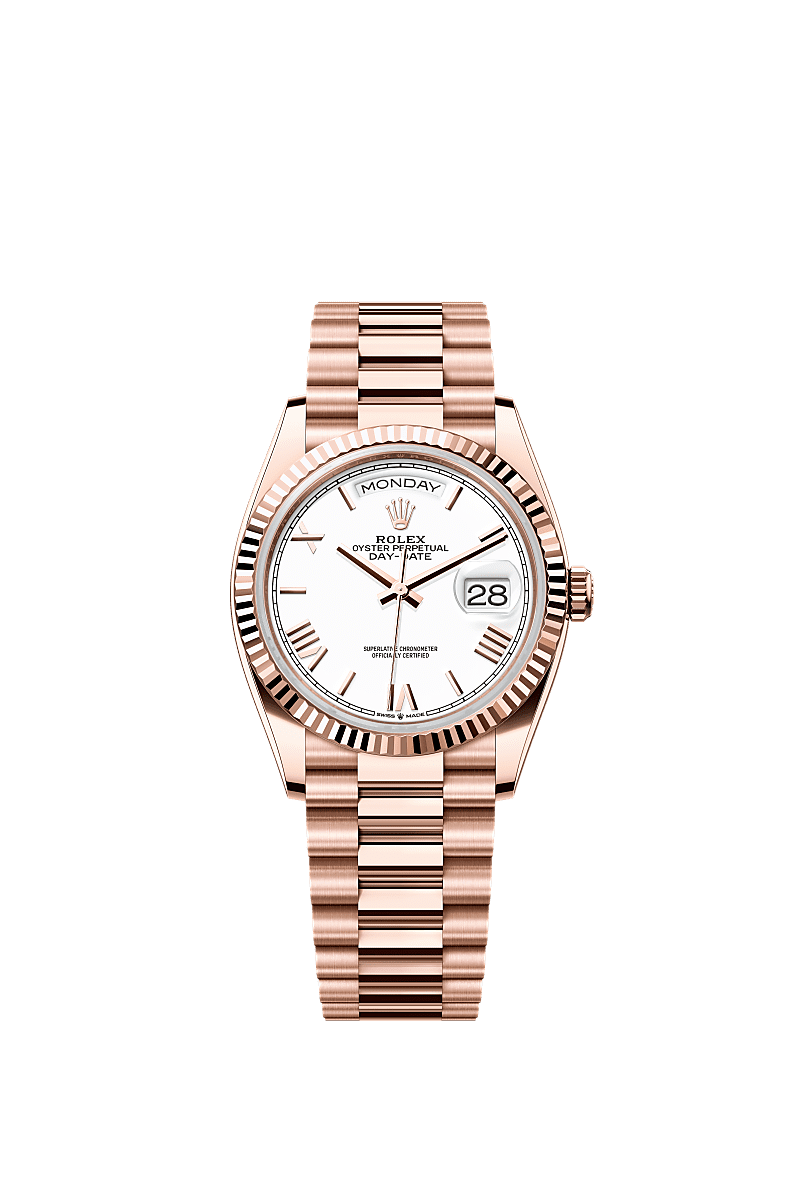 Rolex Day-Date 36 Steel - Everose - White / President — Ref. 128235