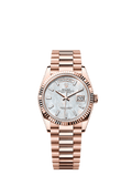 Rolex - Day-Date 36 Everose Gold - Fluted / MOP - Baguette / President — Ref. 128235
