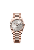 Rolex - Day-Date 36 Everose Gold - Fluted / Silver - Baguette — Ref. 128235
