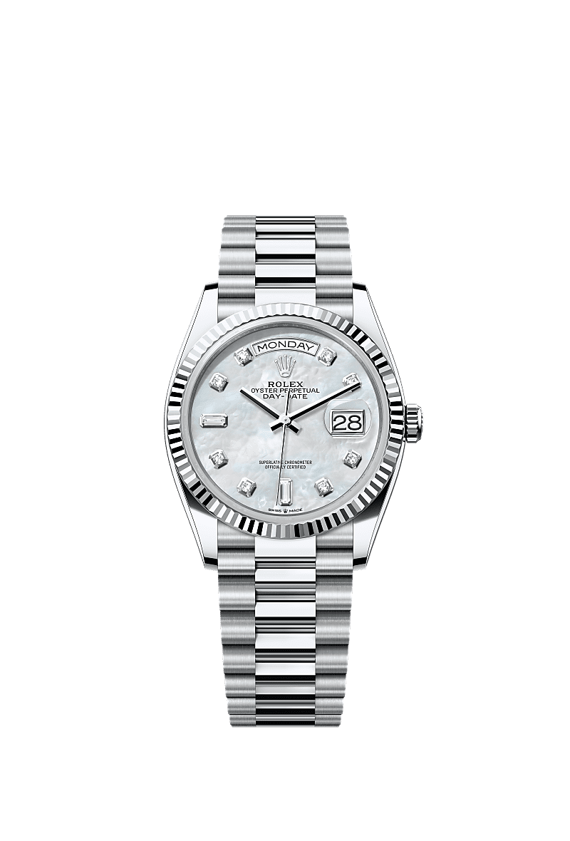 Rolex Day-Date 36 Platinum - Fluted / President — Ref. 128236