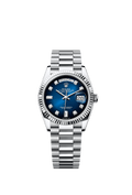 Rolex Day-Date 36 Platinum - Fluted / Blue / President — Ref. 128236