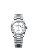 Rolex - Day-Date 36 Platinum - Fluted / White - Roman / President — Ref. 128236