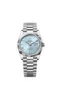 Rolex - Day-Date 36 Platinum - Fluted / Ice Blue - Roman / President — Ref. 128236