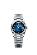 Rolex - Day-Date 36 Platinum - Fluted / Blue Ombr̩ - Roman / President — Ref. 128236