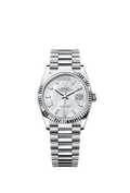 Rolex - Day-Date 36 Platinum - Fluted / MOP - Baguette / President — Ref. 128236