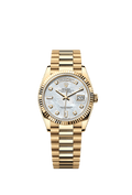 Rolex Day-Date 36 Yellow Gold / Fluted / MOP-Diamond / President — Ref. 128238