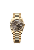 Rolex Day-Date 36 Yellow Gold / Fluted / Dark Grey-Diamond / President — Ref. 128238