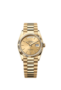 Rolex Day-Date 36 Yellow Gold / Fluted / Champagne / President — Ref. 128238