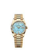 Rolex Day-Date 36 Yellow Gold / Fluted / Turquoise / President — Ref. 128238
