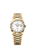 Rolex Day-Date 36 Yellow Gold / Fluted / White / President — Ref. 128238