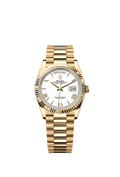 Rolex - Day-Date 36 Yellow Gold - Fluted / White - Roman / President — Ref. 128238