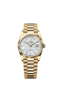 Rolex - Day-Date 36 Yellow Gold / Fluted / MOP - Baguette / President — Ref. 128238