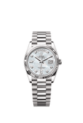 Rolex Day-Date 36 White Gold / Fluted / MOP-Diamond / President — Ref. 128239