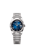 Rolex - Day-Date 36 White Gold - Fluted / Blue Ombr̩ - Roman / President — Ref. 128239