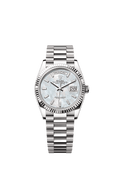 Rolex - Day-Date 36 White Gold - Fluted / MOP - Baguette / President — Ref. 128239