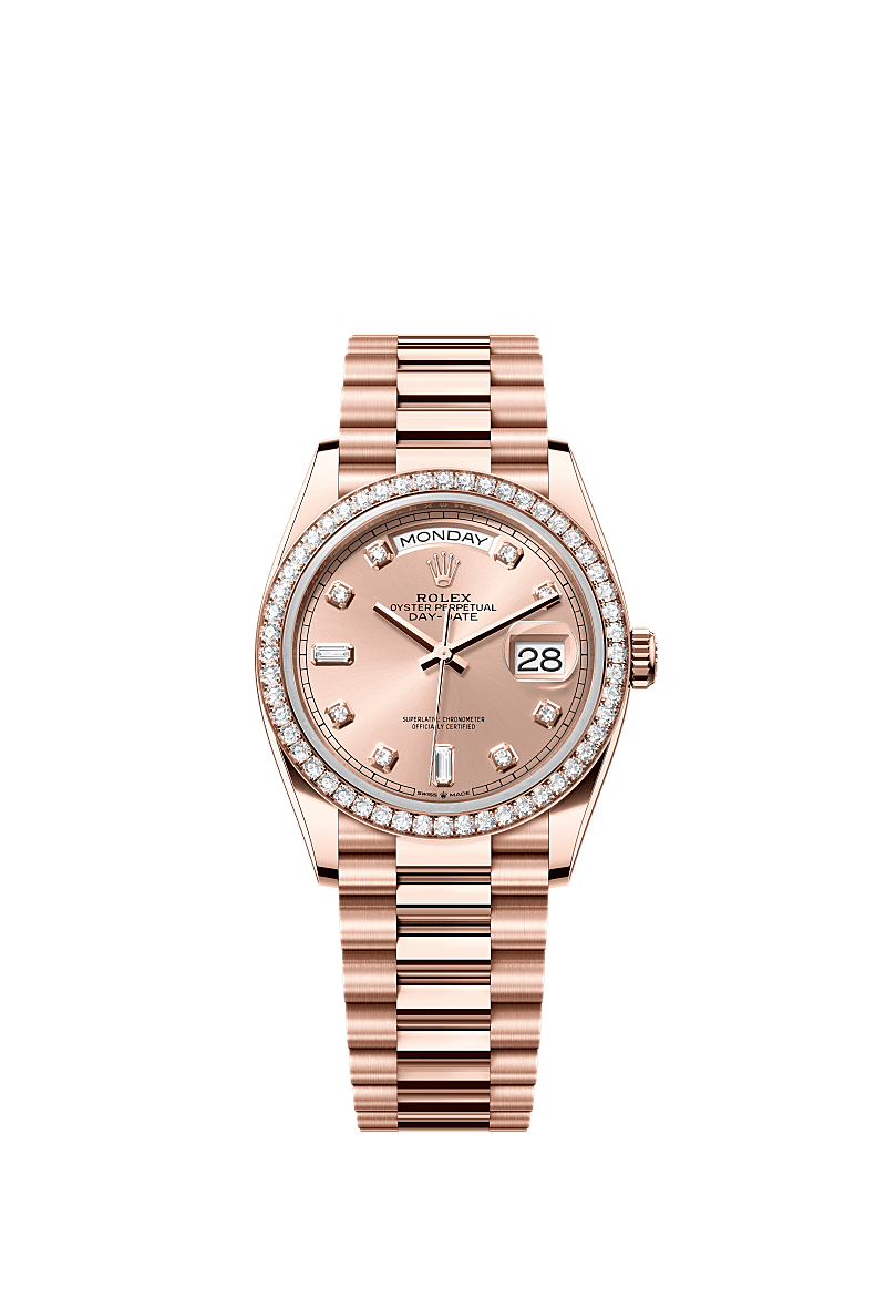 Rolex Day-Date 36 Everose Gold / Diamond / Rose-Diamond / President — Ref. 128345RBR