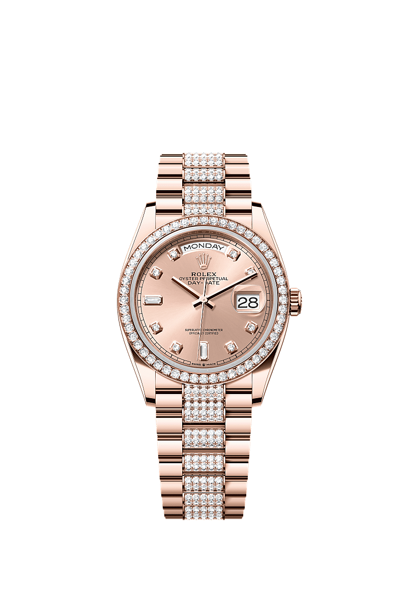 Rolex Day-Date 36 Everose Gold / Diamond / Rose-Diamond / President-Diamond — Ref. 128345RBR