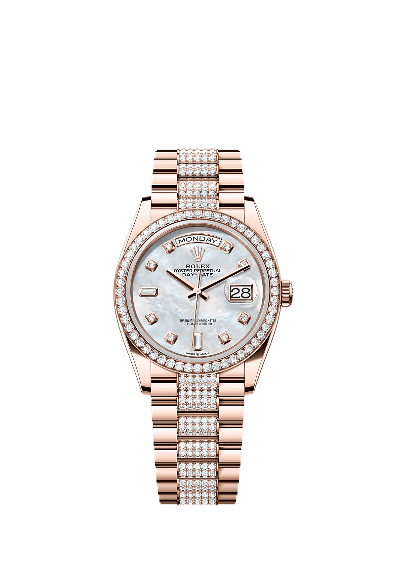 Rolex Day-Date 36 Everose Gold / Diamond / MOP-Diamond / President-Diamond — Ref. 128345RBR