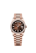 Rolex Day-Date 36 Everose Gold / Diamond / Brown Ombre-Diamond / President — Ref. 128345RBR