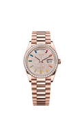 Rolex Day-Date 36 Everose Gold / Diamond / Paved-Rainbow / President — Ref. 128345RBR