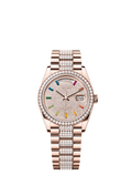 Rolex Day-Date 36 Everose Gold / Diamond / Paved-Rainbow / President-Diamond — Ref. 128345RBR