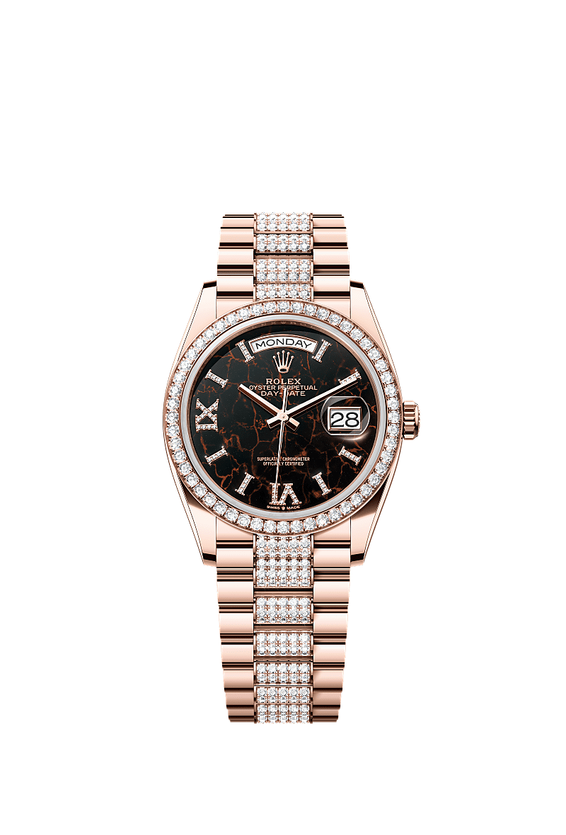 Rolex - Day-Date 36 Everose Gold / Diamond / Eisenkiesel / President-Diamond — Ref. 128345RBR