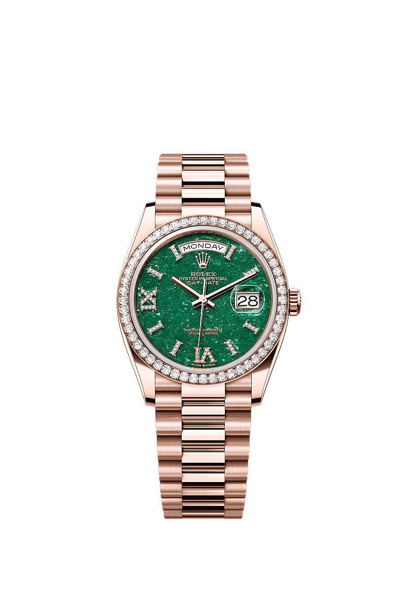 Rolex Day-Date 36 Everose Gold - Diamond / Green Aventurine / President — Ref. 128345RBR