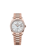 Rolex - Day-Date 36 Everose Gold / Diamond / MOP - Baguette / President — Ref. 128345RBR