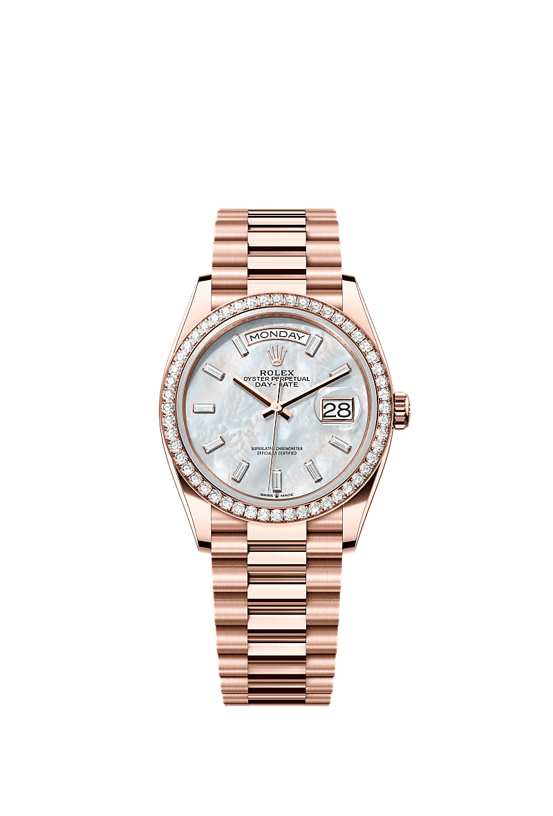 Rolex - Day-Date 36 Everose Gold / Diamond / MOP - Baguette / President — Ref. 128345RBR